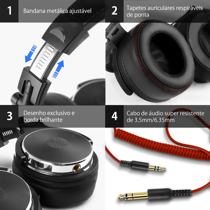 Fone de Ouvido P/Estúdio DJ OneOdio Pro-10R